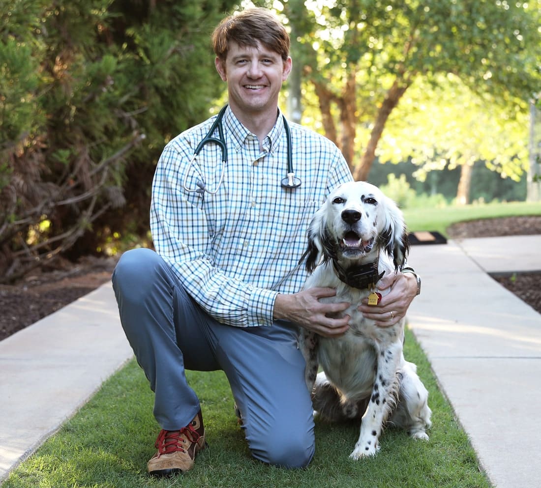 dr jackson walker with a dog in anderson south carolina